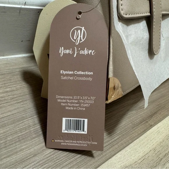 Yani J'adore Beige and Gold Crossbody Bag with Adjustable Strap - Picture 6 of 6